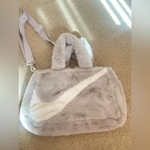 Nike faux fur tote bag